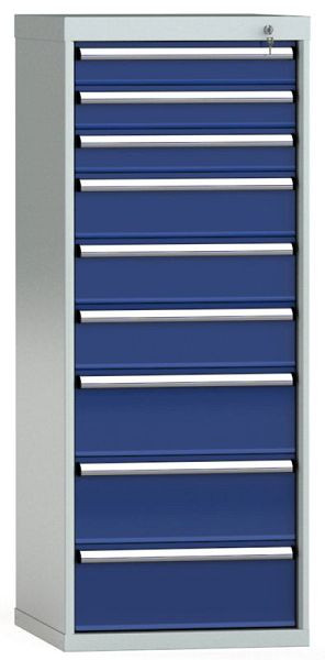 KLW Schubladenschrank 1450 x 572 x 605 mm H x B x T, Einbaumaß: 1350 mm, Einteilung: 27x27 Einheiten, EA / 100 kg, SEA1450-09EP-001