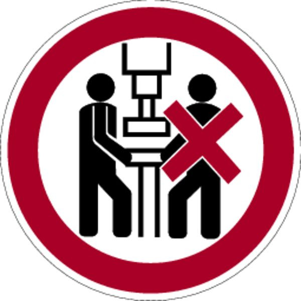 Schilder Klar Praxisbewährtes Verbotskennzeichen Maschine darf nur von einer Person bedient werden, 100 mm Folie selbstklebend, 3063/61