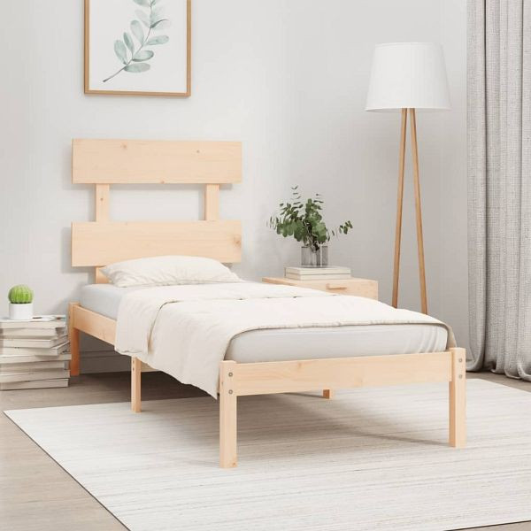 vidaXL Massivholzbett 90x200 cm, Material: Massives Kiefernholz (unbehandelt), 3104658