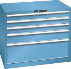 LISTA Schubladenschrank 54x36E (BxTxH) 1023x725x850mm KEY Lock, Lichtblau, 5 Schubladen, Traglast Schubladen 200 kg, 78.798.010