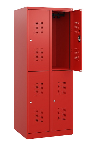 C+P Doppelstöckiger Spind Evolo PLUS, 4 Fächer, 1530x600x500mm, 3020/3020, Zylinderschloss, 0493005-20 S10076