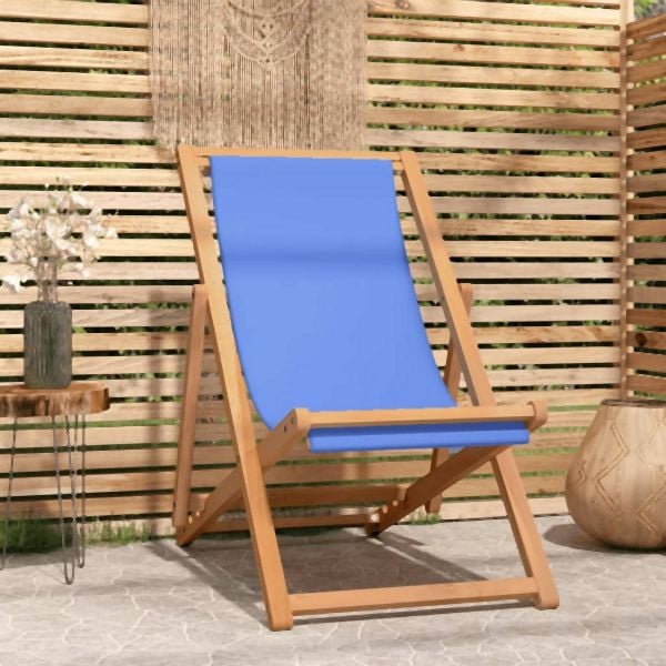 vidaXL Liegestuhl Teak 56x105x96 cm Blau, ikonisch, 43803