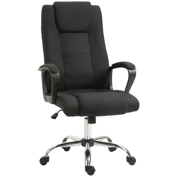 Vinsetto Bürostuhl Computerstuhl mit Wippenfunktion Kopfstütze ergonomischer Schreibtischstuhl drehbar, 921-265BK