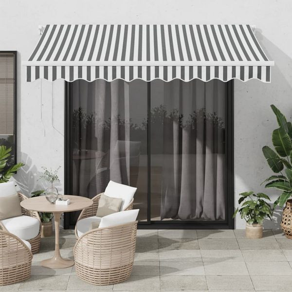 vidaXL Markise mit LED-Beleuchtung Manuell Anthrazit & Weiß 300x250 cm, 3215779