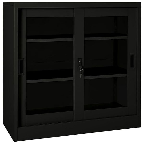 vidaXL Schrank mit Schiebetür Schwarz 90x40x90 cm Stahl, 335956