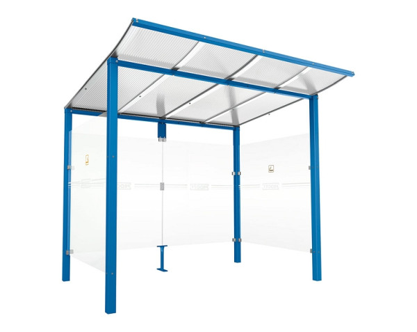 Procity Raucherunterstand Modulo - Ohne Frontverkleidung - Tiefe 1990 mm, Farbe RAL 5010, Maße: Breite 2500 x Höhe 2250 x Tiefe 2000 mm, 529572.5010