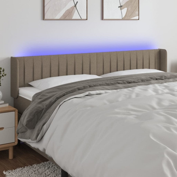vidaXL LED Kopfteil Taupe 203x16x78/88 cm Stoff, 3123500