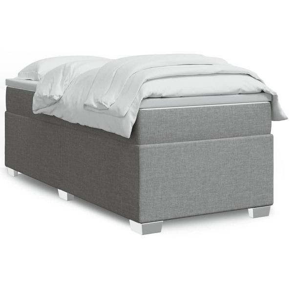vidaXL Boxspringbett mit Matratze Hellgrau 80x200 cm Stoff, 3285088