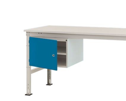 Manuflex Gehäuse-Unterbau UNIVERSAL Stationär, Nutzhöhe 300 mm mit 1 Tür links angeschlagen, für Tischtiefe 800 mm, Brillantblau, ZB4713.5007
