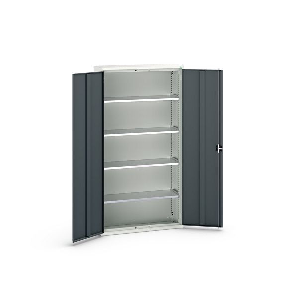 bott verso Flügeltürschrank, mit 4 Fachböden, BxTxH: 1050 x 350 x 2000 mm, Lichtgrau / Anthrazitgrau, 16926219.19