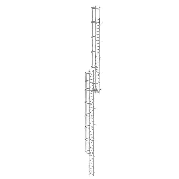 Munk Günzburger Steigtechnik Mehrzügige Steigleiter mit Rückenschutz (Bau) Stahl verzinkt 17,16m, 520160
