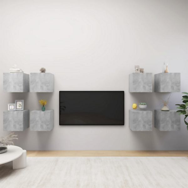 vidaXL TV-Wandschränke 8 Stück Betongrau 30,5x30x30 cm, 3079159