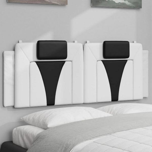 vidaXL Kopfteil-Kissen Weiß und Schwarz 140 cm Kunstleder, 374796
