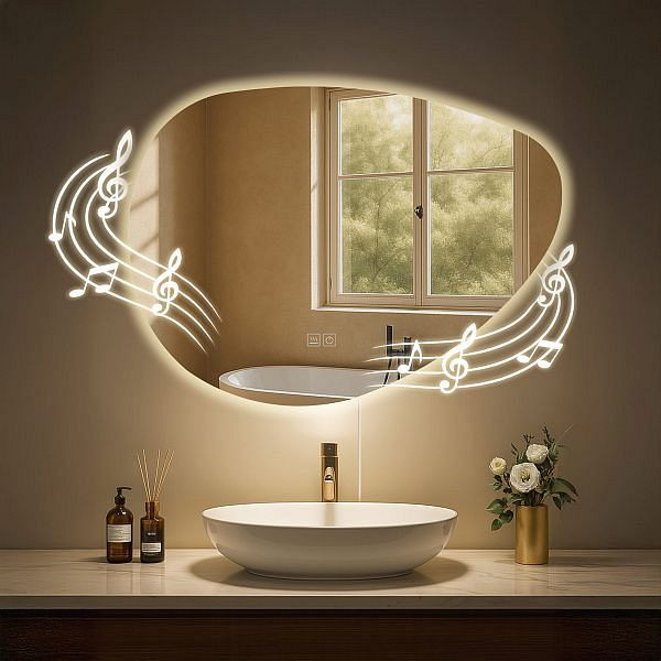 CLP Badspiegel Almafie 65x75 mm mit Bluetooth, klarglas, 326286