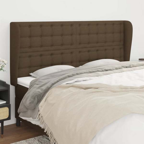 vidaXL Kopfteil mit Ohren Dunkelbraun 203x23x118/128 cm Stoff, 3118415