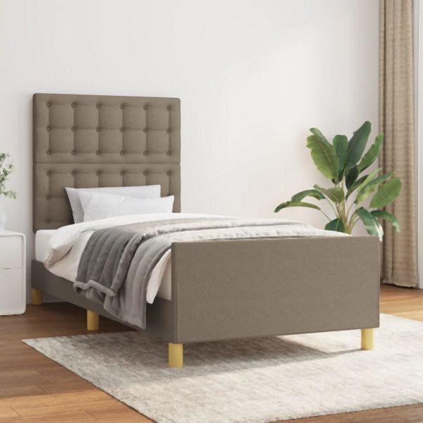 vidaXL Bettgestell mit Kopfteil Taupe 80x200 cm Stoff, 3125337