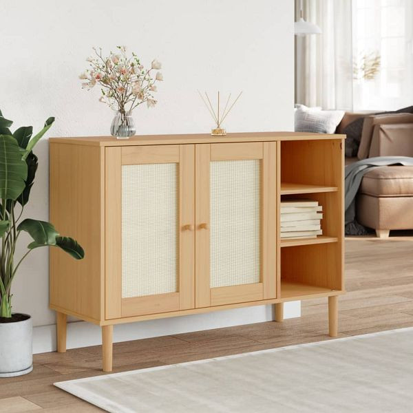 vidaXL Sideboard SENJA Rattan-Optik Braun 112x40x80 cm Kiefernholz, 358028