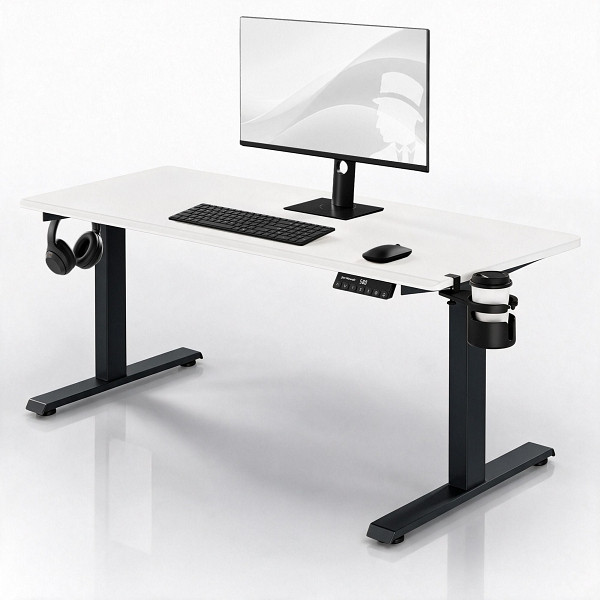 Jan Nowak Elektrischer Schreibtisch mit Höhenverstellung ergonomisch anthrazit-weiß, 1600x800 mm, ARIA 1600, 2742