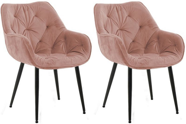 CLP 2er Set Stuhl Tanna Samt, rosa, 325328, 4255716341466
