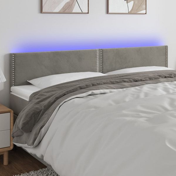 vidaXL LED Kopfteil Hellgrau 200x5x78/88 cm Samt, 3121538