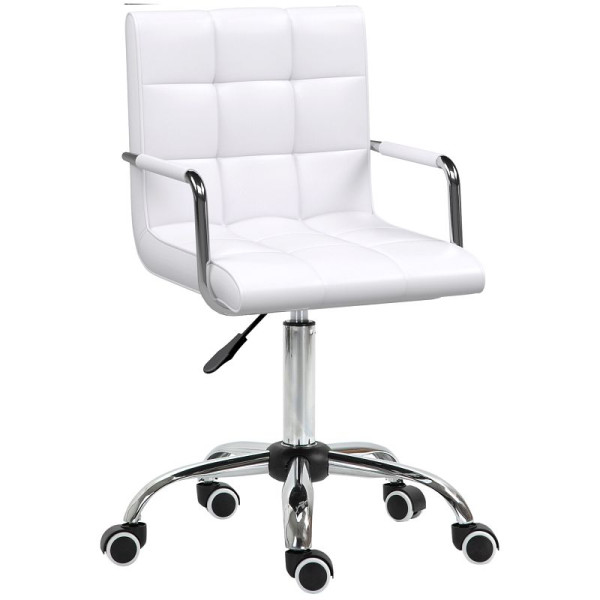 HOMCOM Bürostuhl im Retrodesign, höhenverstellbar, 5 Rollen, 52,5 x 54 x 99 cm, Weiß, 02-0701