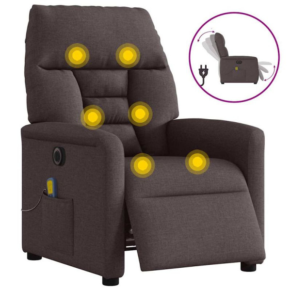 vidaXL Massagesessel Elektrisch Dunkelbraun Stoff, 3303027