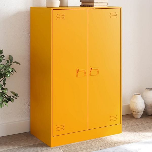 vidaXL Sideboard Senfgelb 67x39x107 cm Stahl, Material: Kaltgewalzter Stahl, 841664