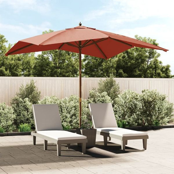 vidaXL Sonnenschirm mit Holzmast Terrakotta 300x300x273 cm, 363196