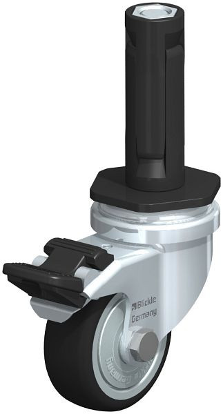 Blickle LRA-PATH 50K-FI-FK-ER02 Apparate-Lenkrolle mit Expander & Feststeller, Thermoplastisches Polyurethan, Grau, 848554