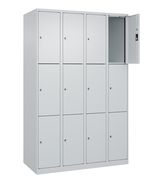 C+P Schließfachschrank Evolo PLUS, 12 Fächer, 1850x1200x500mm, 7035/7035, Abteile 4, Abteilbreite 300 mm, 049000-403 S10013