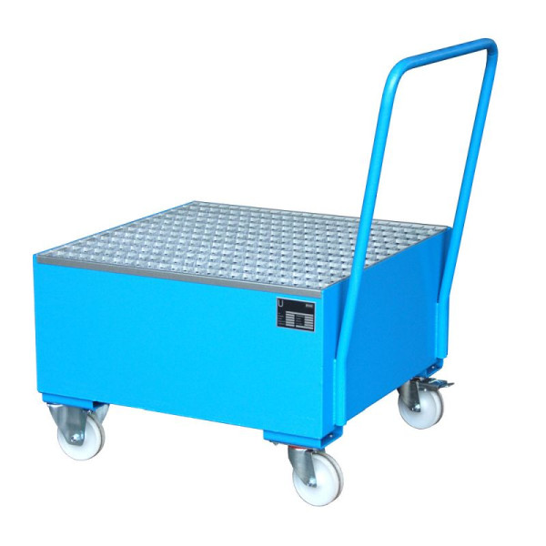 STEIN HGS Fahrbare Auffangwanne Serie 2000, 3mm Stahlblech, für 200l-Fässer, 200 Liter, RAL 5012 lichtblau, lackiert, 1x 200 Liter Fass, 79206.0003