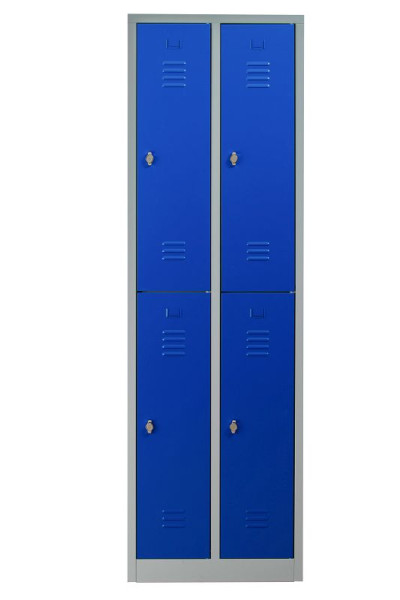 Gürkan Garderobenschrank, 50 x 60 x 195 cm, Lichtgrau, Enzianblau, Vorhangschloss, WRC.4(2.2).19560, 105932