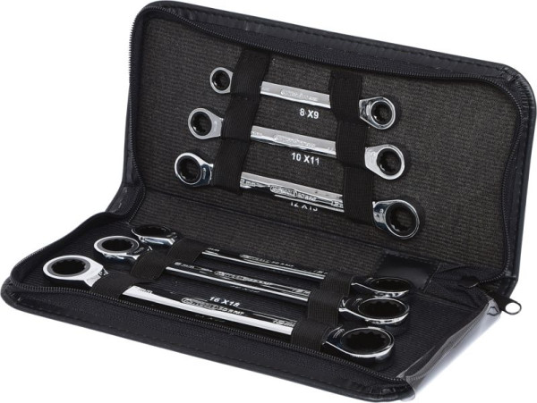 KS Tools GEARplus Doppel-Ratschenringschlüssel-Satz, 6-teilig Lederetui, 503.4557