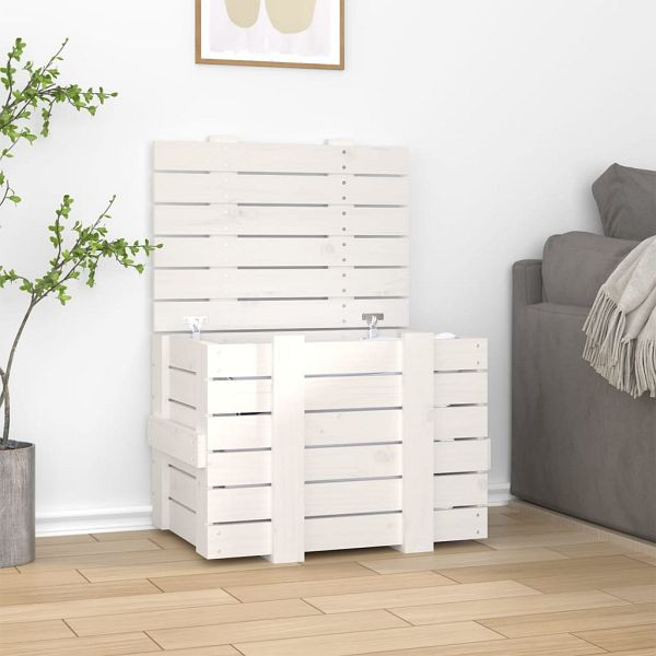 vidaXL Truhe Weiß 58x40,5x42 cm Massivholz Kiefer, 824994