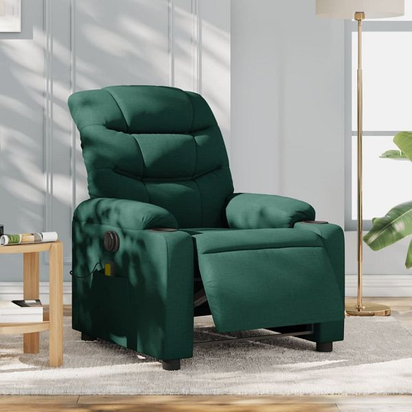 vidaXL Massagesessel Elektrisch Dunkelgrün Stoff, 3206642