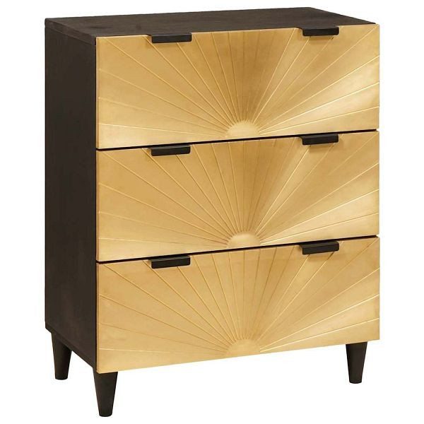 vidaXL Sideboard Schwarz und Gold 60 x 33 x 75 cm massives Mangoholz, 4017831