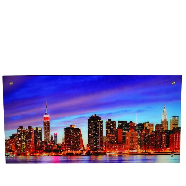 Mendler Glasbild T115, Wandbild Poster Motiv, 50x100cm, New York, 36748