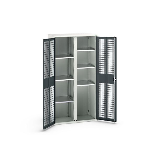 bott verso Garderobenschrank mit Belüftung, mit 6 Fachböden und Trennwand, BxTxH: 1050 x550 x 2000 mm, Lichtgrau / Anthrazitgrau, 16926775.19