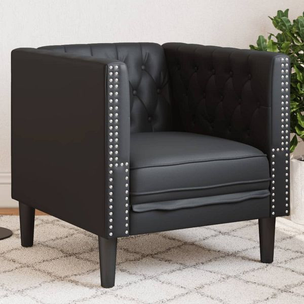 vidaXL Chesterfield-Sessel Schwarz Kunstleder, Sperrholz, 372652