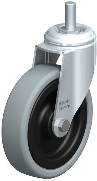 Blickle LKRA-VPA 126K-GS12 Apparate-Lenkrolle mit Gewindestift, Vollgummi, Grau, 300996