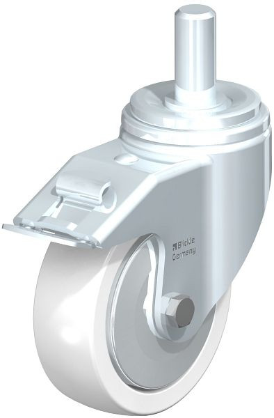 Blickle LHZ-SPO 150K-FI-FA Stahlblech-Lenkrolle, Schwerlast-Ausführung, mit Zapfen & Feststeller, Polyamid, Weiß, 852952