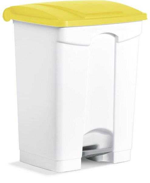 Deskin Tretabfallsammler, aus Kunststoff, Korpus weiß, Deckel gelb, H 670 x B 500 x T 410 mm, 276472