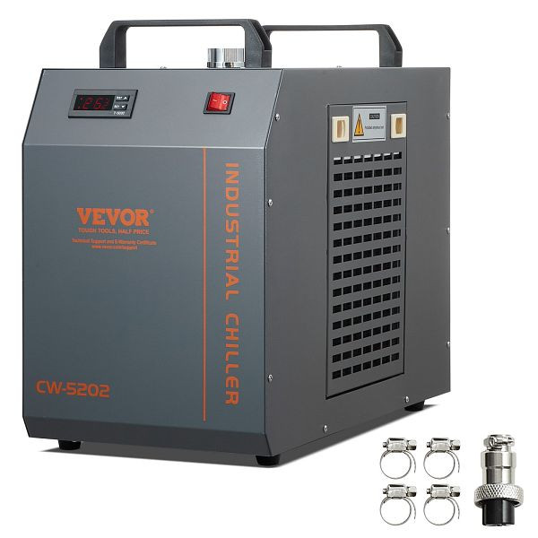 VEVOR Industrieller Wasserkühler, CW-5202, mit eingebautem Kompressor, 7 L, 18 L/min max. Durchflussrate, für CO2-Lasergravurmaschinen, GYLSJYSJS7L18IJHWV2
