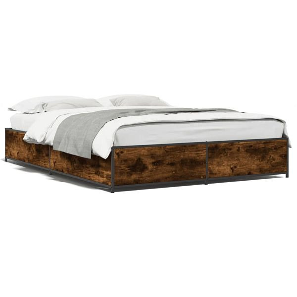 vidaXL Bettgestell Räuchereiche 120x190 cm Holzwerkstoff und Metall, 3279864