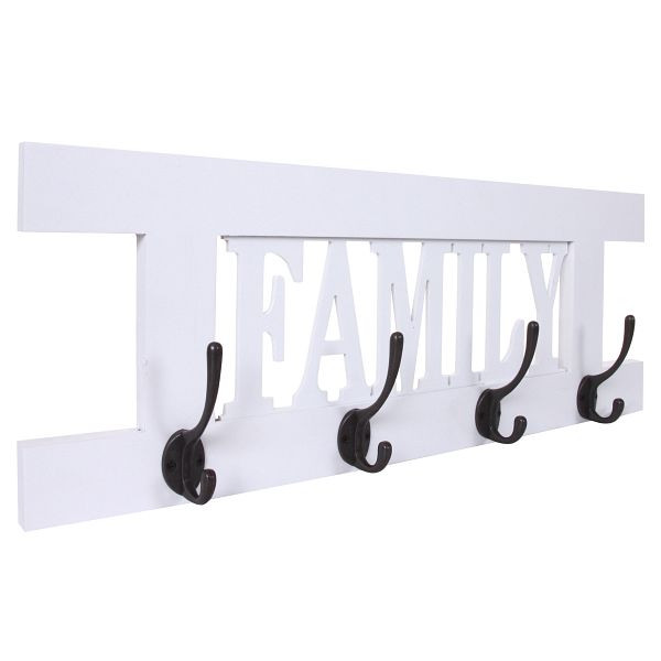 Mendler Wandgarderobe HWC-C60 Family, Garderobe Garderobenpaneel, Shabby-Look Vintage 60x21cm, weiß lackiert, 61509