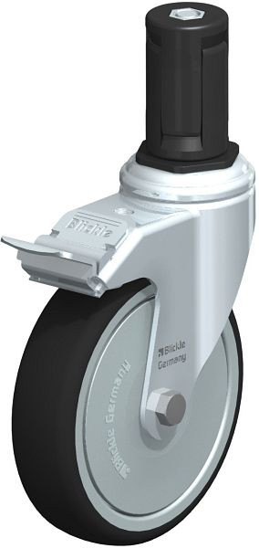 Blickle LKRA-PATH 126K-11-FI-FK-ER15 Apparate-Lenkrolle mit Expander & Feststeller, Thermoplastisches Polyurethan, Grau, 848890
