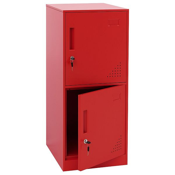 Mendler Spind HWC-P63, Schließfach Wertfachschrank Schließfachschrank 2 Türen, 90x38x45cm Stahl, rot, 122514