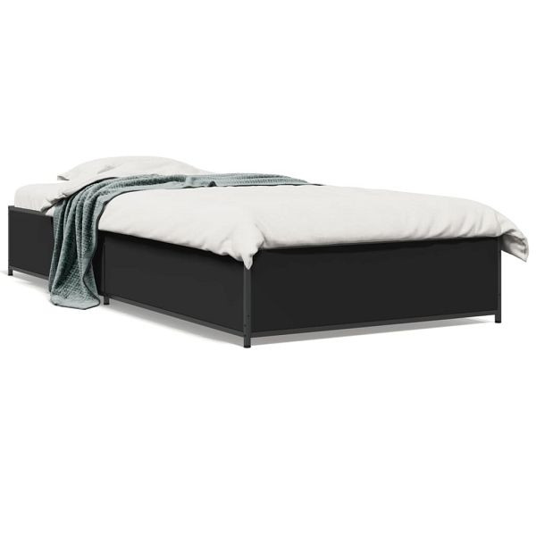 vidaXL Bettgestell Schwarz 75x190 cm Holzwerkstoff und Metall, 845121