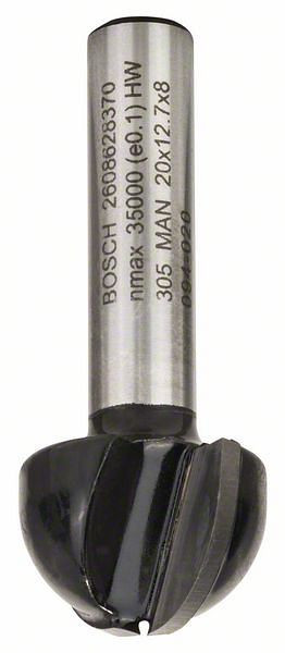 Bosch Hohlkehlfräser, 8 mm, R1 10 mm, D 20 mm, L 12,4 mm, G 46 mm, 2608628370