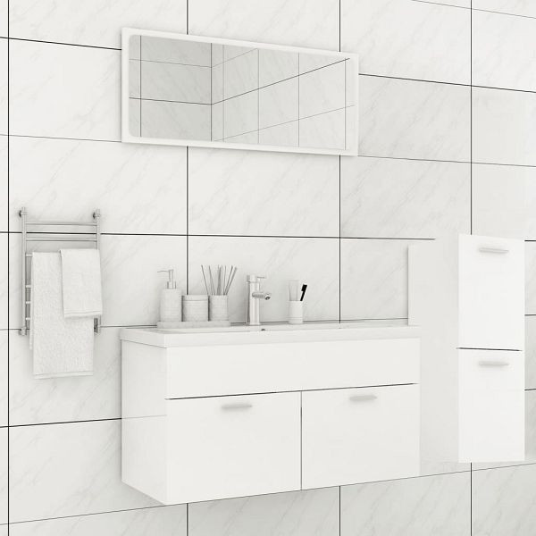 vidaXL Badmöbel-Set Hochglanz-Weiß Holzwerkstoff, 3071474